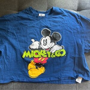 Blue Mickey Mouse Cropped Graphic T-Shirt